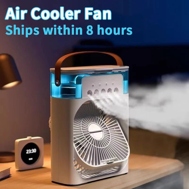 New 3 In 1 Fan AIr Conditioner Household Mini Air Cooler LED Night Light Portable Humidifier Air Adjustment Fan Office Home Fan